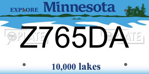 Z765DA Minnesota License Plate