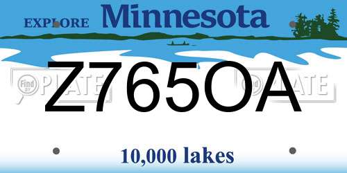 Z765OA Minnesota License Plate
