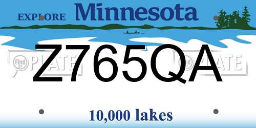 Z765QA Minnesota License Plate