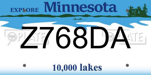 Z768DA Minnesota License Plate