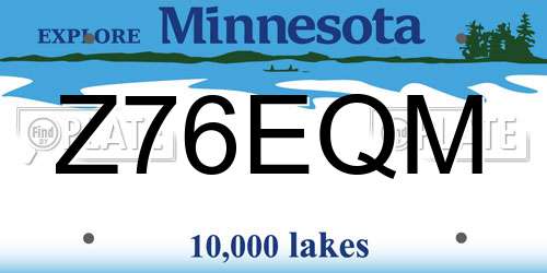 Z76EQM Minnesota License Plate