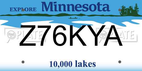 Z76KYA Minnesota License Plate
