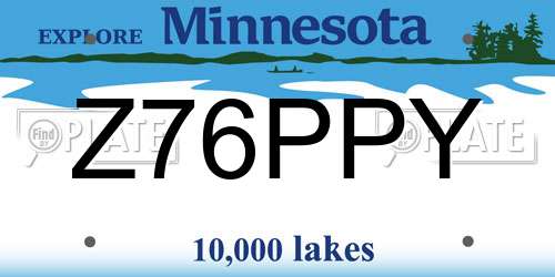 Z76PPY Minnesota License Plate