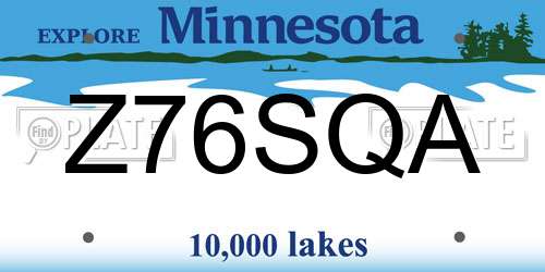 Z76SQA Minnesota License Plate