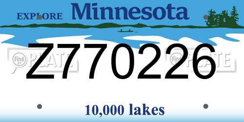 Z770226 Minnesota License Plate