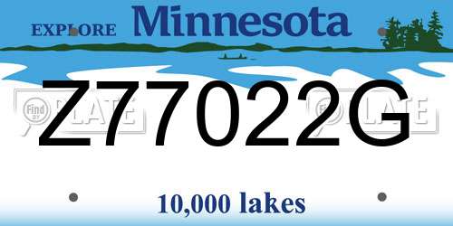 Z77022G Minnesota License Plate