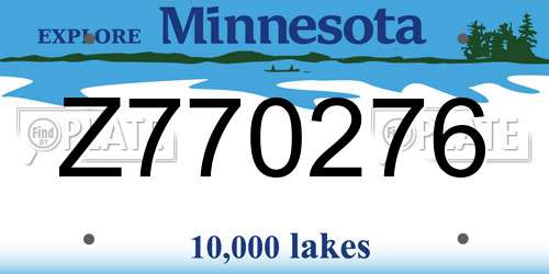 Z770276 Minnesota License Plate