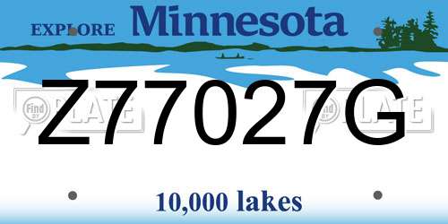 Z77027G Minnesota License Plate
