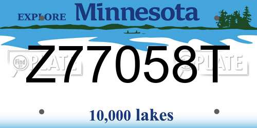 Z77058T Minnesota License Plate