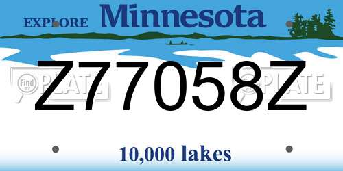 Z77058Z Minnesota License Plate