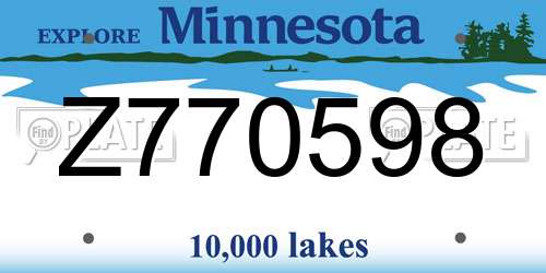 Z770598 Minnesota License Plate