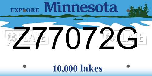 Z77072G Minnesota License Plate