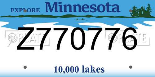 Z770776 Minnesota License Plate