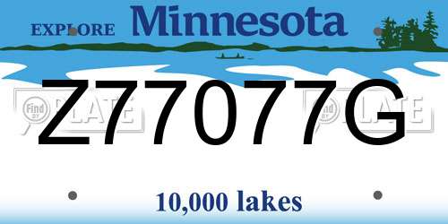 Z77077G Minnesota License Plate