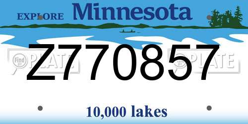 Z770857 Minnesota License Plate