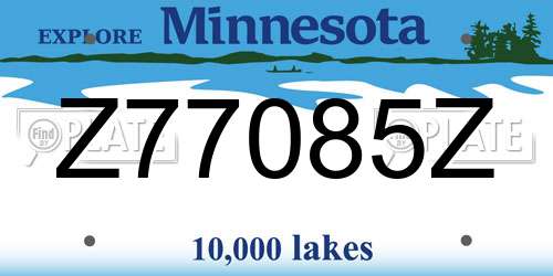 Z77085Z Minnesota License Plate