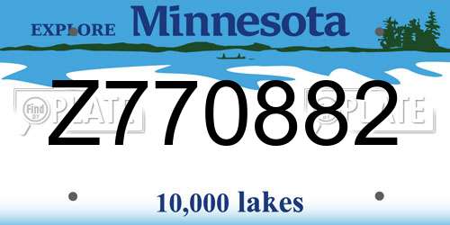 Z770882 Minnesota License Plate