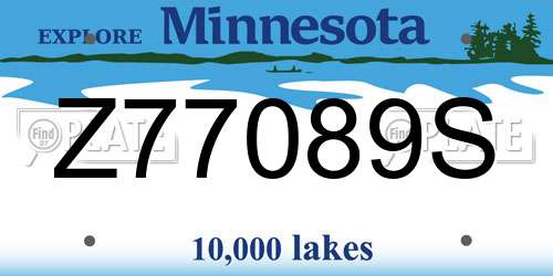 Z77089S Minnesota License Plate