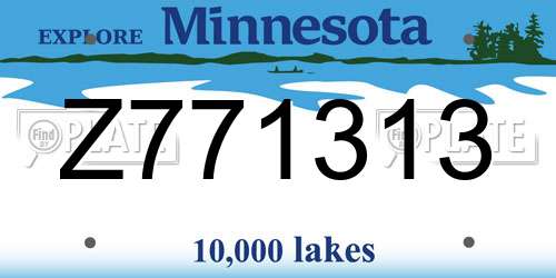 Z771313 Minnesota License Plate