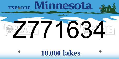 Z771634 Minnesota License Plate