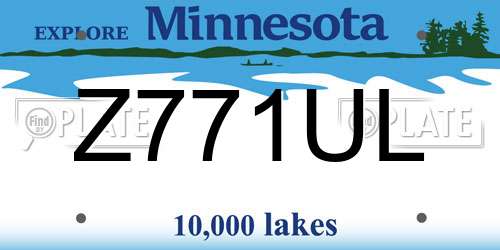 Z771UL Minnesota License Plate