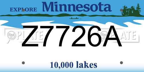 Z7726A Minnesota License Plate