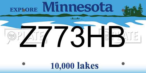 Z773HB Minnesota License Plate