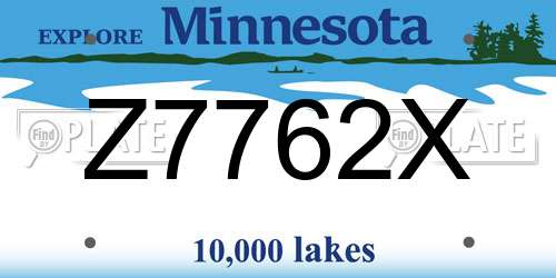 Z7762X Minnesota License Plate