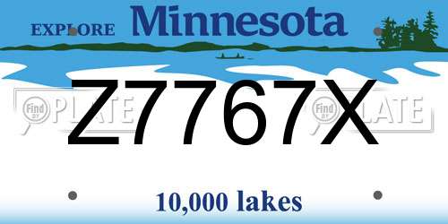Z7767X Minnesota License Plate