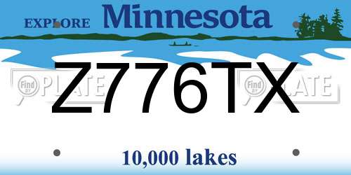 Z776TX Minnesota License Plate