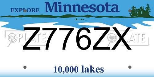 Z776ZX Minnesota License Plate