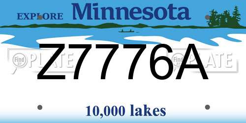 Z7776A Minnesota License Plate