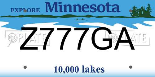Z777GA Minnesota License Plate