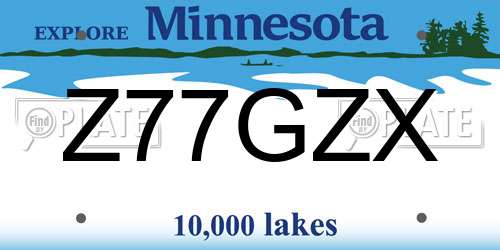 Z77GZX Minnesota License Plate