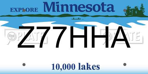 Z77HHA Minnesota License Plate