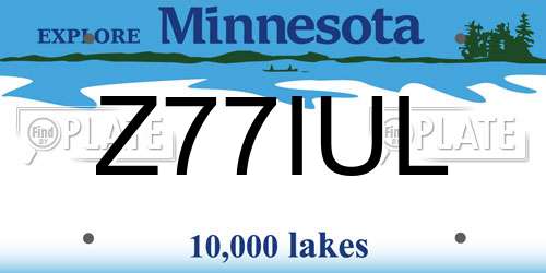 Z77IUL Minnesota License Plate