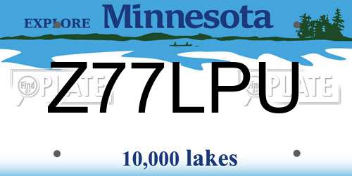 Z77LPU Minnesota License Plate