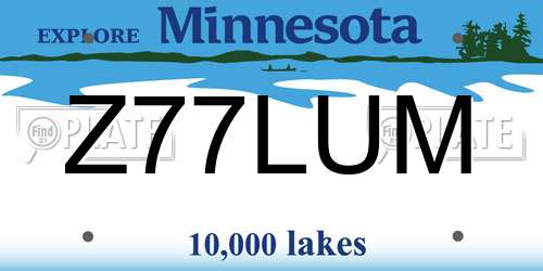 Z77LUM Minnesota License Plate
