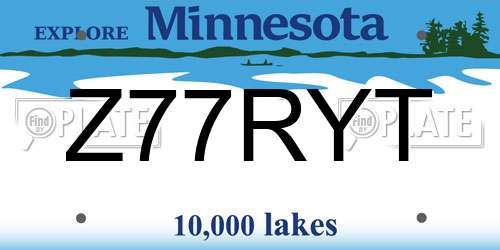 Z77RYT Minnesota License Plate