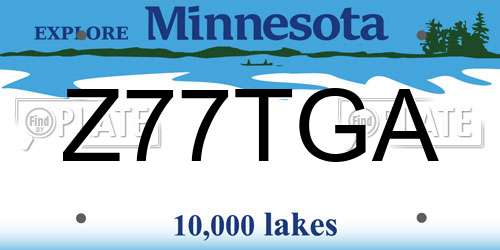 Z77TGA Minnesota License Plate