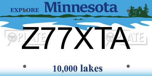 Z77XTA Minnesota License Plate