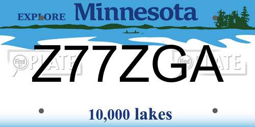Z77ZGA Minnesota License Plate