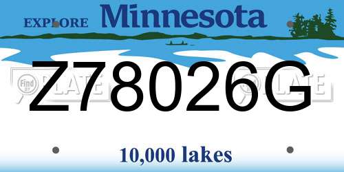 Z78026G Minnesota License Plate