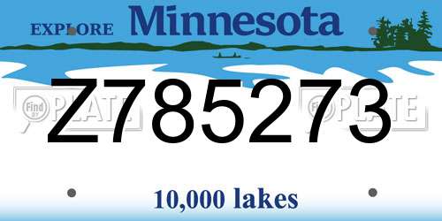 Z785273 Minnesota License Plate