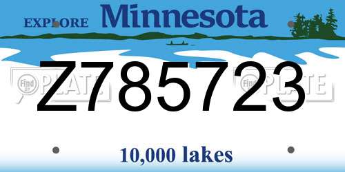 Z785723 Minnesota License Plate