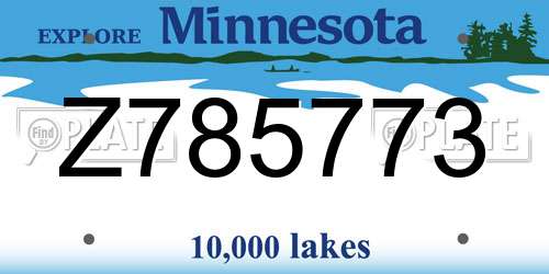 Z785773 Minnesota License Plate