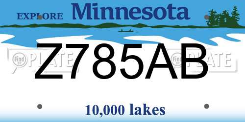 Z785AB Minnesota License Plate