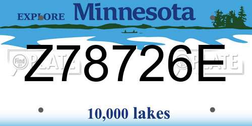 Z78726E Minnesota License Plate