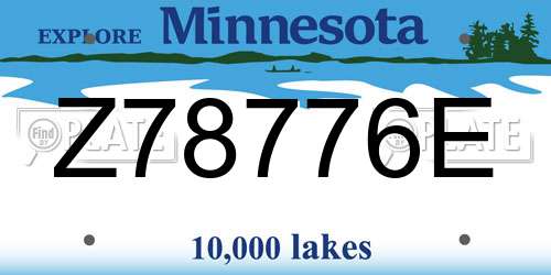 Z78776E Minnesota License Plate