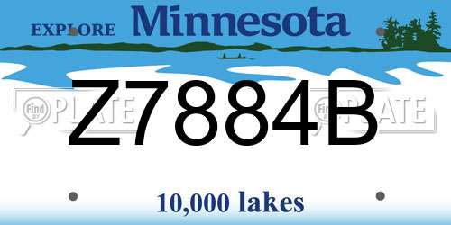 Z7884B Minnesota License Plate
